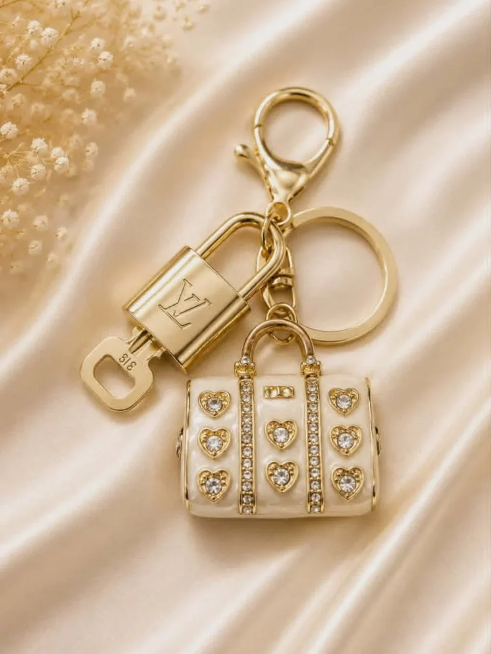 Authentic Louis Vuitton LV Gold Padlock & Key 🔒Unbranded Bag Charm